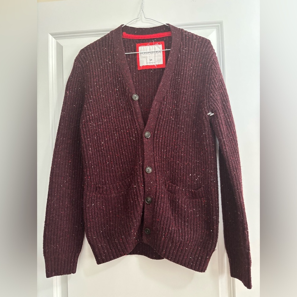 GUC - Aeropostale Button Up Cardigan - Size S, Burgundy
